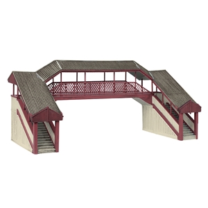44-020R Covered Metal Footbridge Red and Cream (image for) 44-020R Covered Metal Footbridge Red and Cream